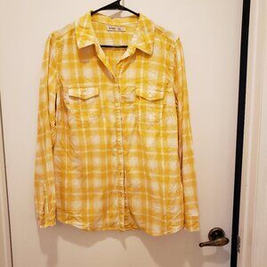 Old Navy Yellow Flannel Button Down Shirt